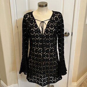 Free People Lace Dress with Flare Sleeve